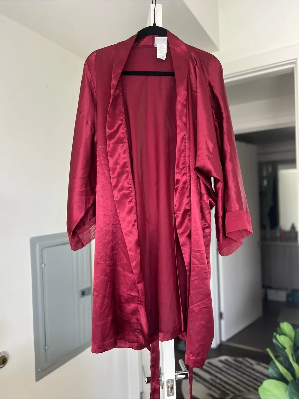 Delicates Satin Slip Robe Red Size X-Large